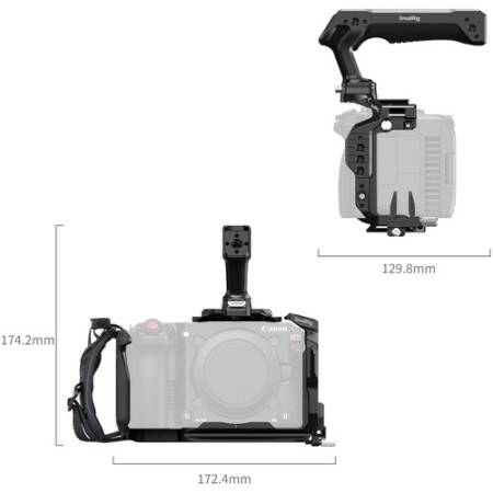 SmallRig 5809 - zestaw, klatka do Canon EOS C50 (+ akcesoria) - wymiary